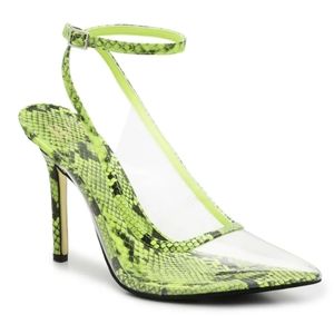 NIB JLO Jennifer Lopez Parlata Pump Neon Snakeskin Print High Heel Size 7.5
